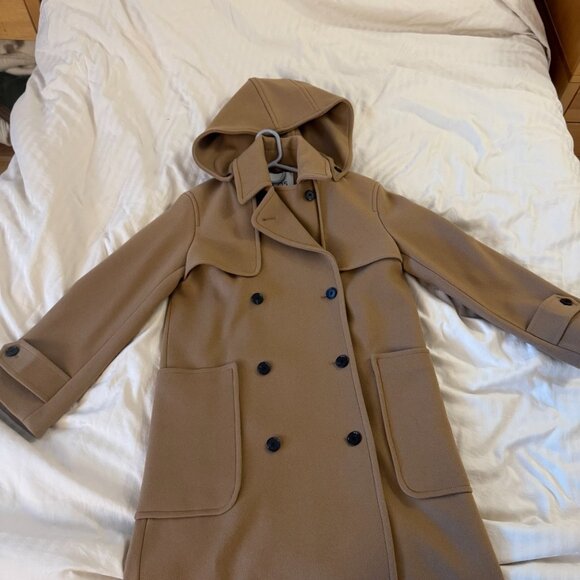 COS HOODED WOOL LONG DUFFLE COAT - CAMEL - Picture 2 of 4
